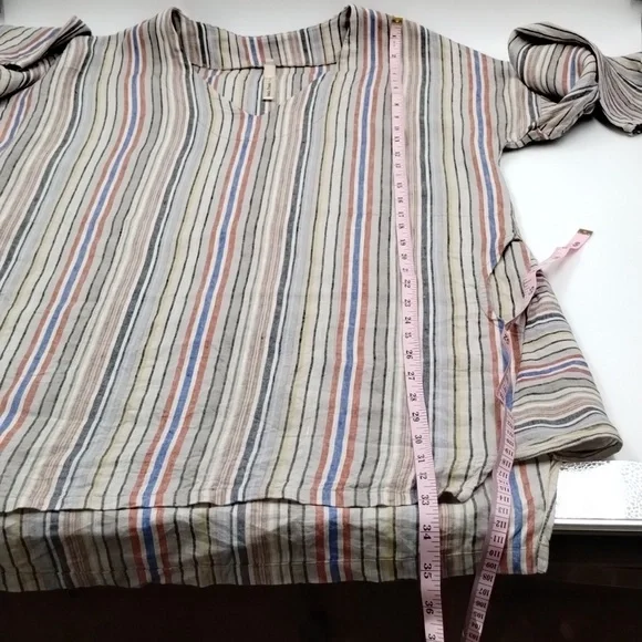Uncle Frank shift shirt dress medium 100% linen multi colored striped po… - Picture 9 of 9